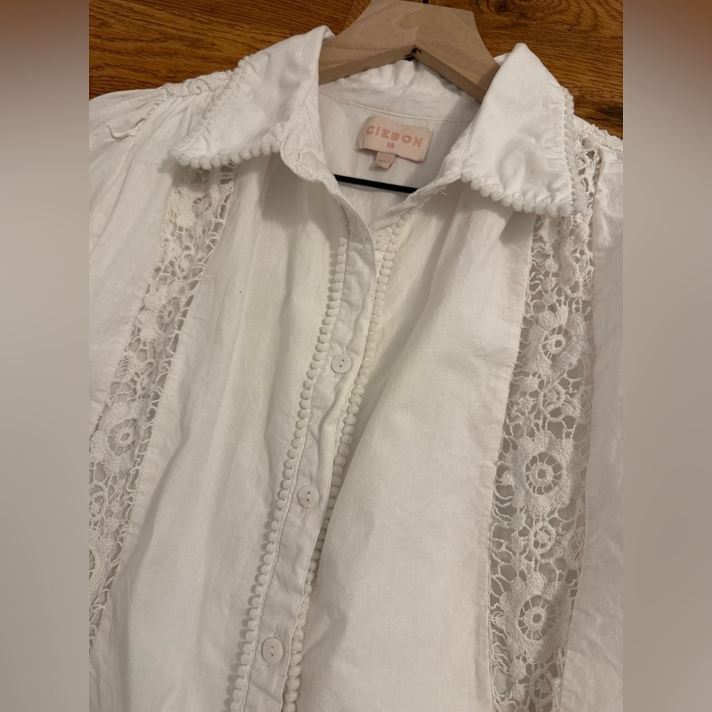 CIEBON Mollie Lace Trim Shirt White Size XS - Picture 11 of 13